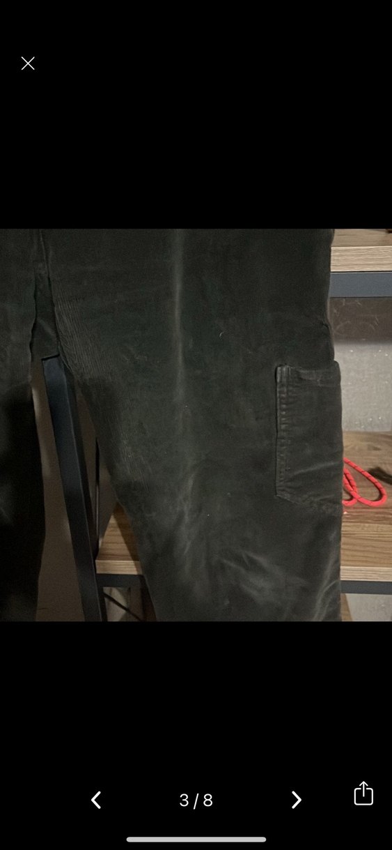 Koyu haki kadife Rahat Kadın Pantolon - Görsel 4