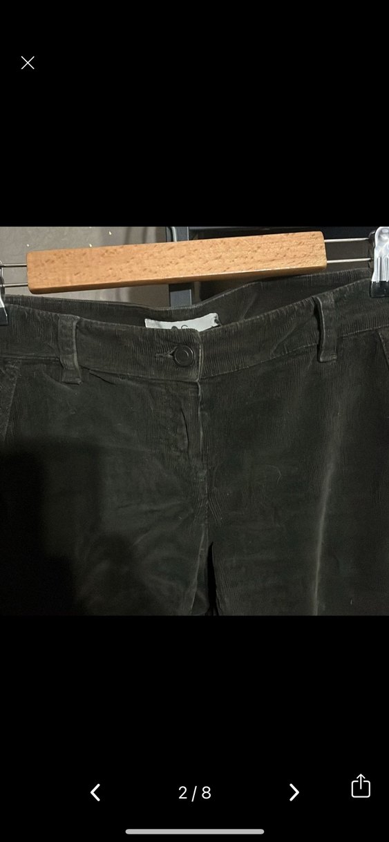 Koyu haki kadife Rahat Kadın Pantolon - Görsel 2