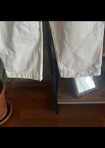 Ecru Pilili Kadın kadife Pantolon - Görsel 3