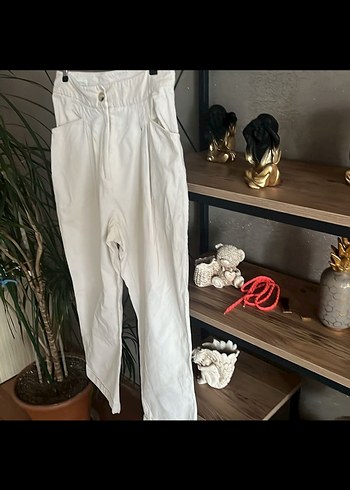 Ecru Pilili Kadın kadife Pantolon - Görsel 4