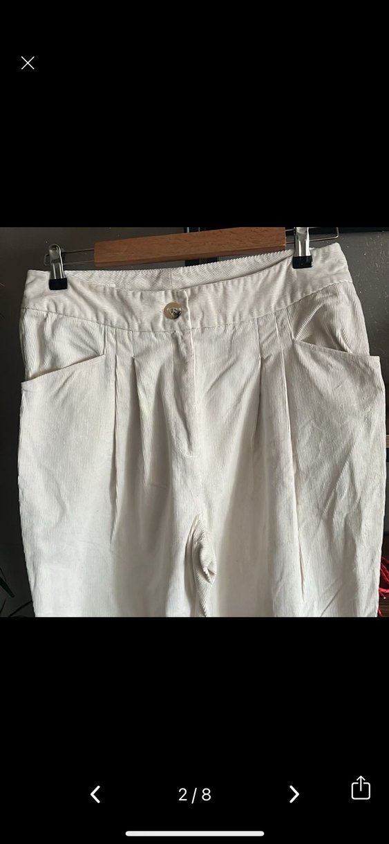 Ecru Pilili Kadın kadife Pantolon - Görsel 2