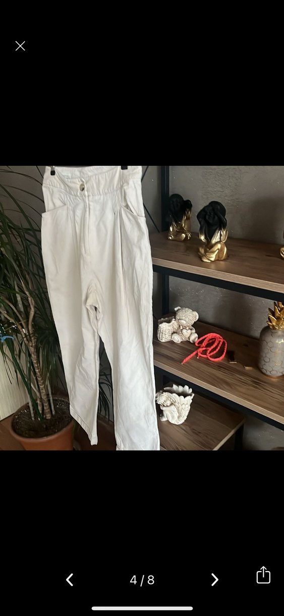 Ecru Pilili Kadın kadife Pantolon - Görsel 4