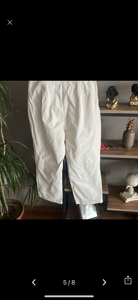 Ecru Pilili Kadın kadife Pantolon - Görsel 5