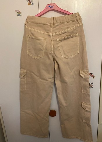 H&M kız çocuk Bej Loose Fit Pamuklu Kot Pantolon
