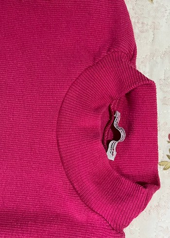 Pembe Boğazlı Kadın Triko Kazak - Görsel 4