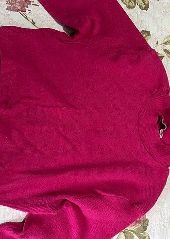 Pembe Boğazlı Kadın Triko Kazak - Görsel 2