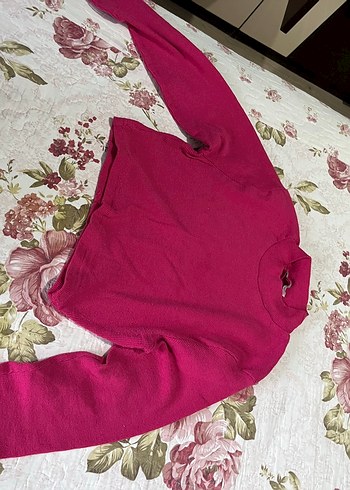 Pembe Boğazlı Kadın Triko Kazak - Görsel 3