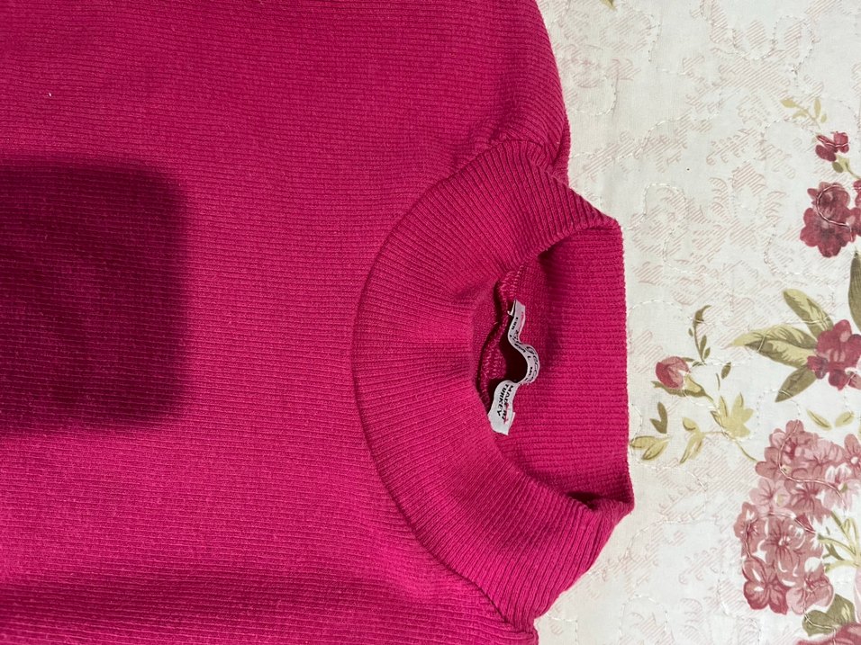 Pembe Boğazlı Kadın Triko Kazak - Görsel 4