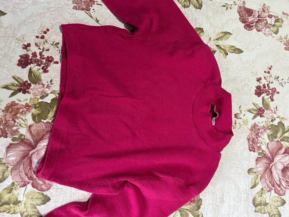 Pembe Boğazlı Kadın Triko Kazak - Görsel 2