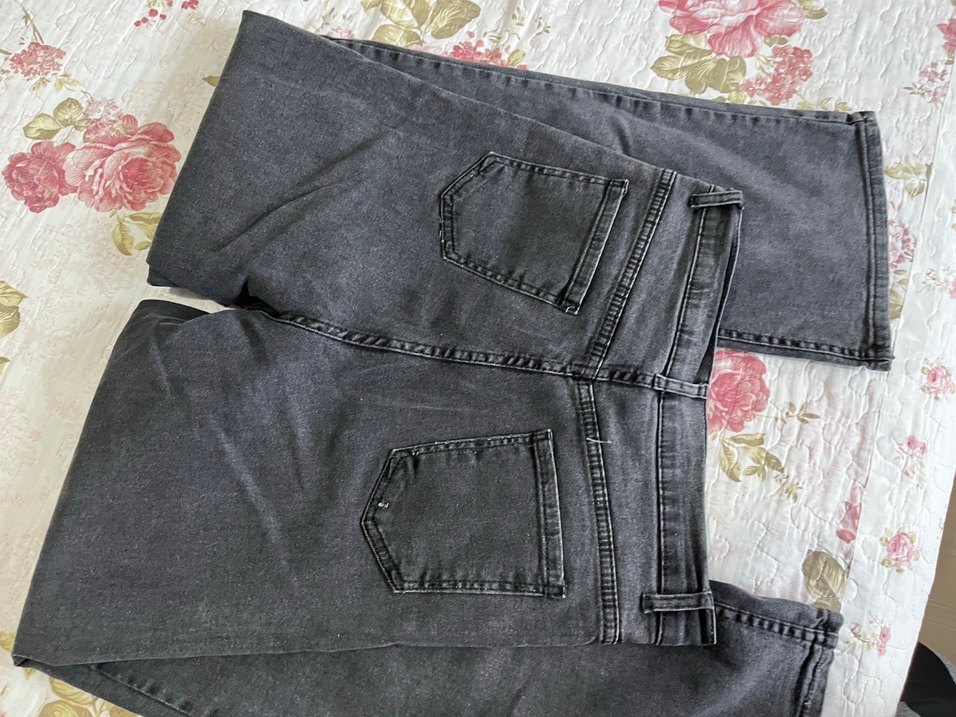 Gri Bol Kesim Midi Denim Kot Pantolon - Görsel 2