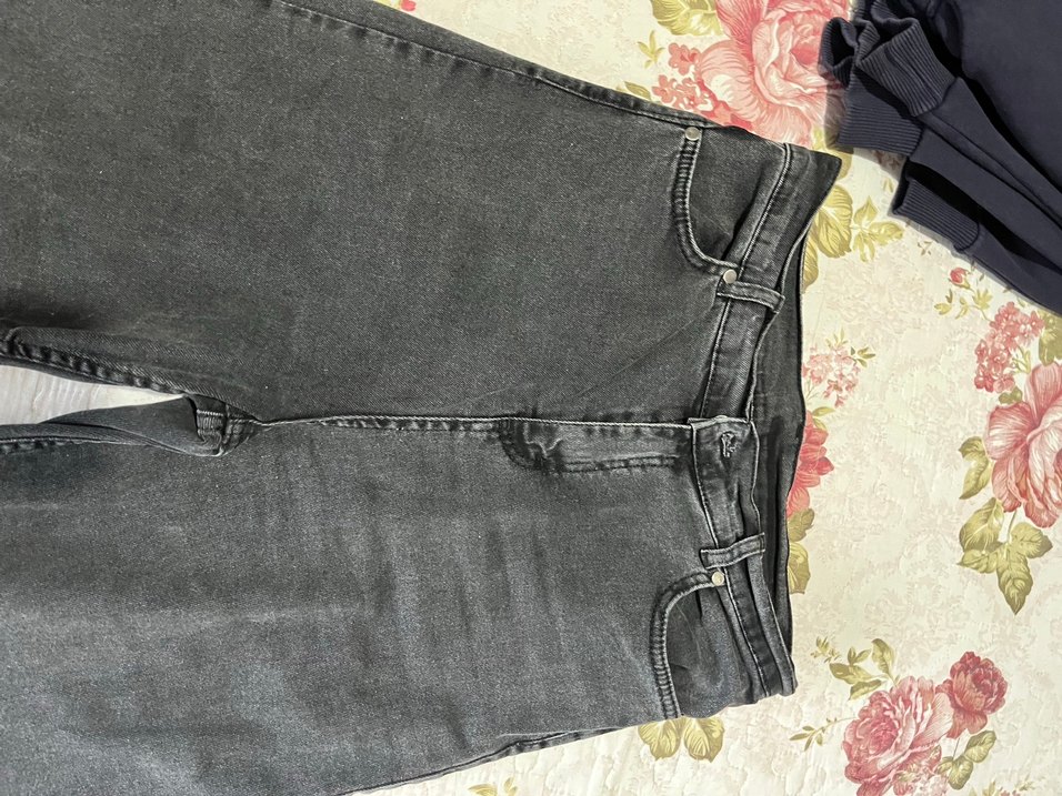 Gri Bol Kesim Midi Denim Kot Pantolon - Görsel 3