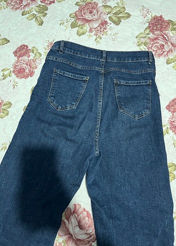 Kadın Lacivert Bol Kesim Midi Kot Pantolon - Görsel 4