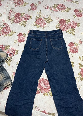 Kadın Lacivert Bol Kesim Midi Kot Pantolon - Görsel 5