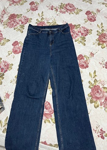 Kadın Lacivert Bol Kesim Midi Kot Pantolon - Görsel 2