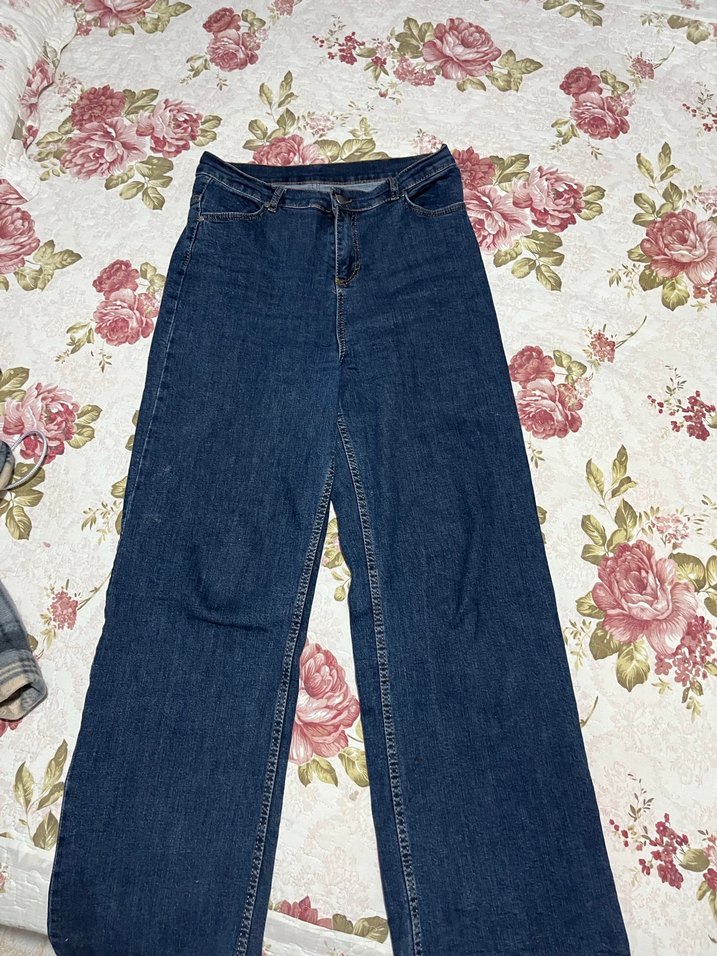 Kadın Lacivert Bol Kesim Midi Kot Pantolon - Görsel 2