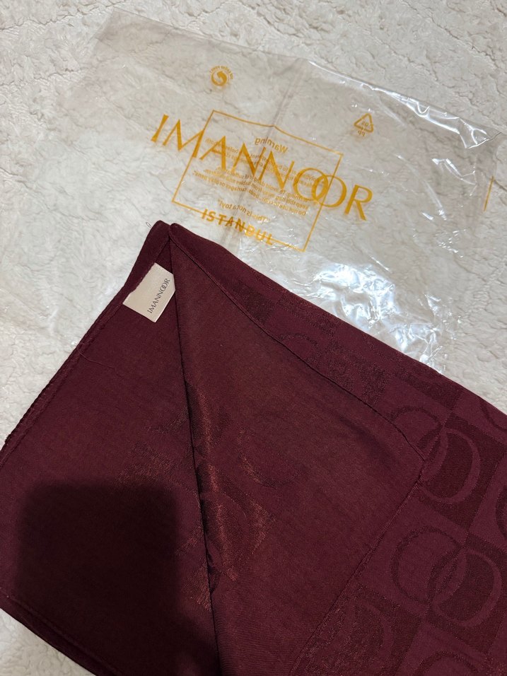 İmamoor dama desen bordo şal - Görsel 4