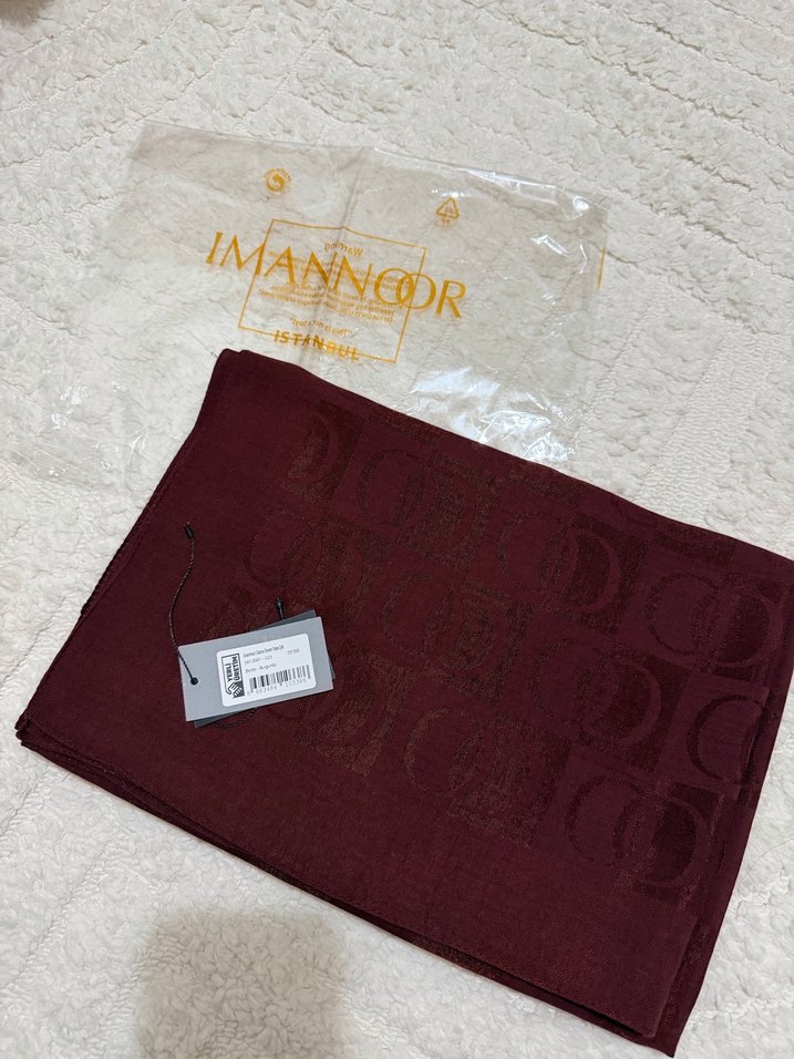 İmamoor dama desen bordo şal - Görsel 2