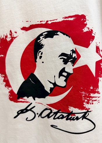 Çocuk Beyaz Atatürk Baskılı Tişört - Görsel 3