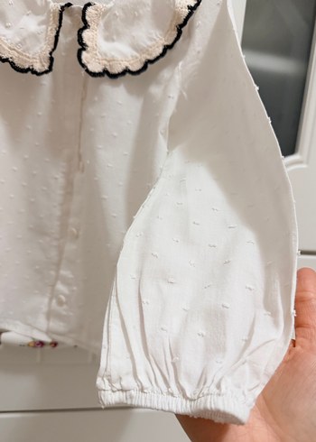 Beyaz Nakışlı Bohem Kız Çocuk Gömlek - Görsel 2