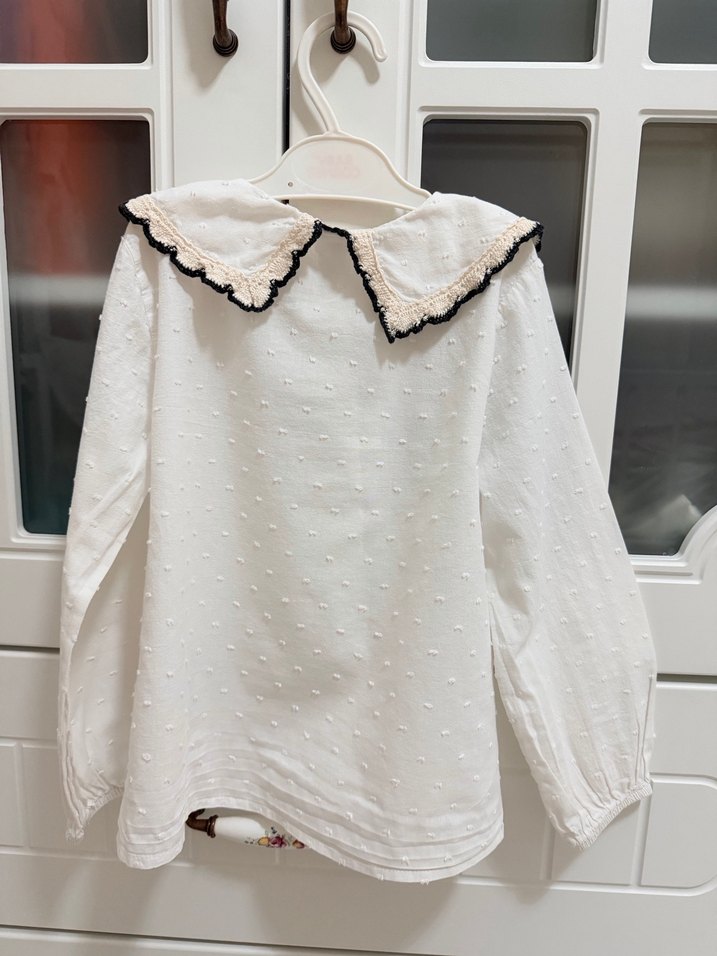 Beyaz Nakışlı Bohem Kız Çocuk Gömlek - Görsel 4
