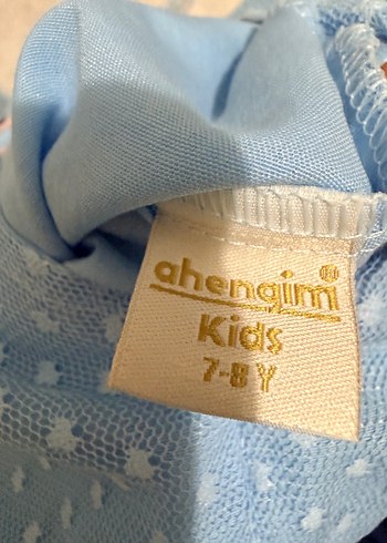 Mavi Kız Çocuk Dantelli Elbise - Görsel 5