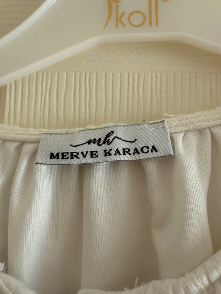 Merve Karaca Nakışlı Beyaz Keten Kadın Gömlek - Görsel 2