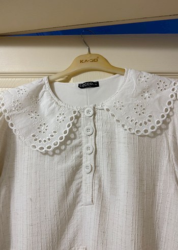 Beyaz Uzun Fisto yakalı Elbise - Görsel 3