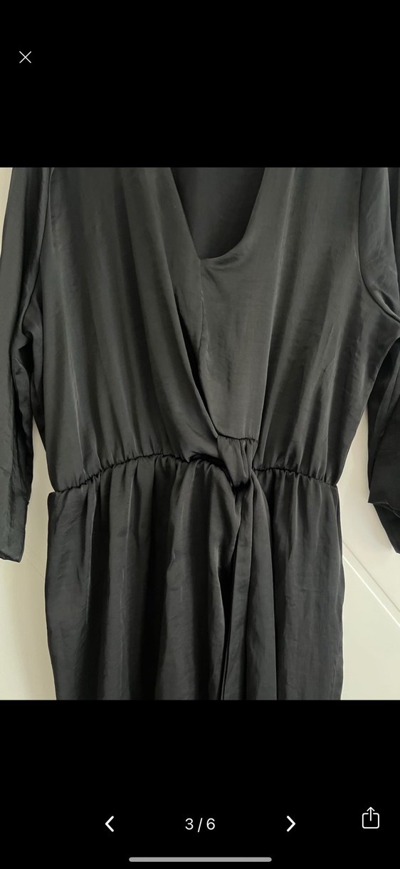 Siyah V Yaka Uzun Elbise - Görsel 2