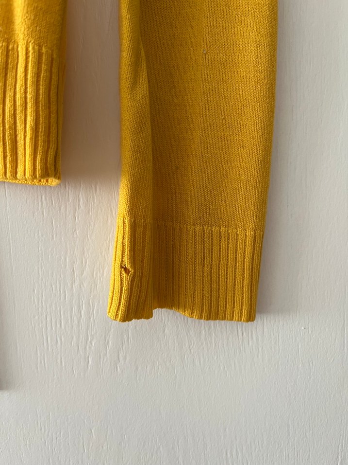 Sarı V Yaka Uzun Kollu Kadın triko Kazak - Görsel 4