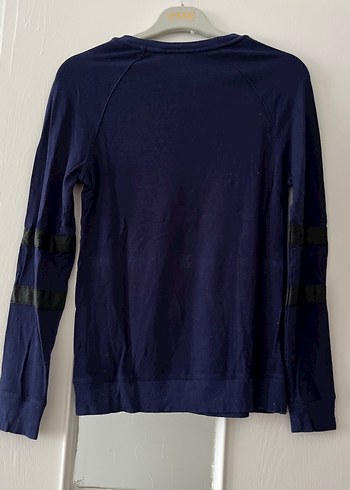 Lacivert deri detaylı Uzun Kollu Sweatshirt - Görsel 5