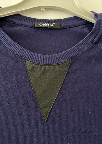 Lacivert deri detaylı Uzun Kollu Sweatshirt - Görsel 4