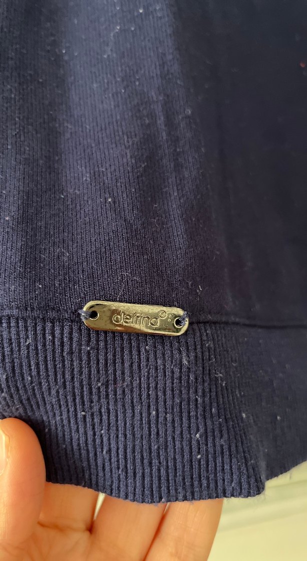 Lacivert deri detaylı Uzun Kollu Sweatshirt - Görsel 2