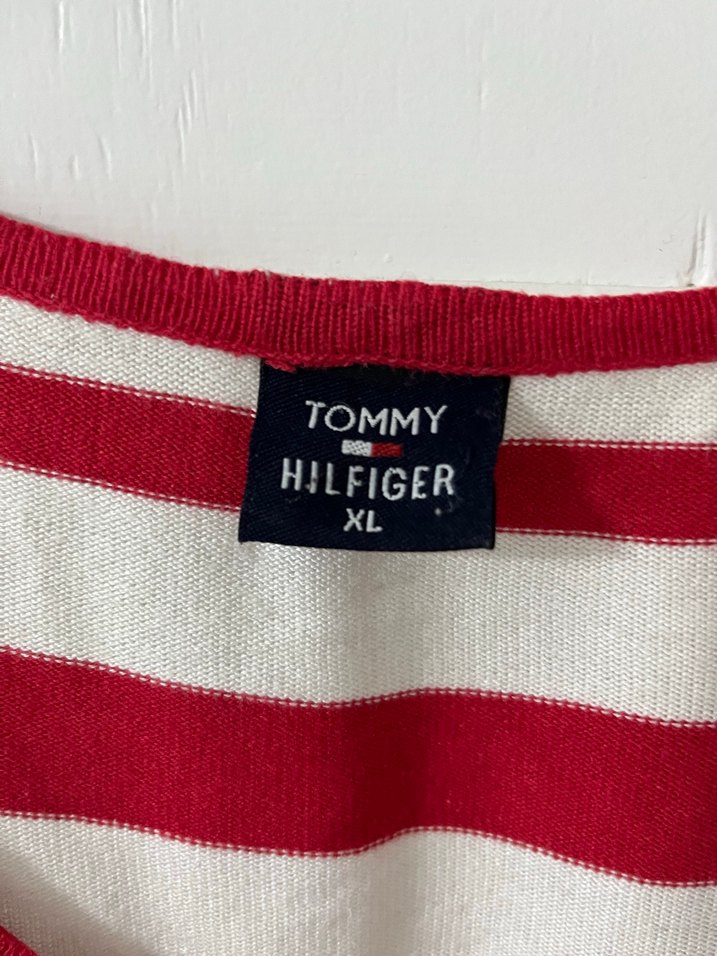 Kırmızı Beyaz Çizgili Kadın Triko - Görsel 3