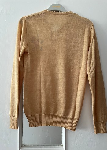 Nakışlı Bej Bohem Örgü Kadın Kazak - Görsel 3