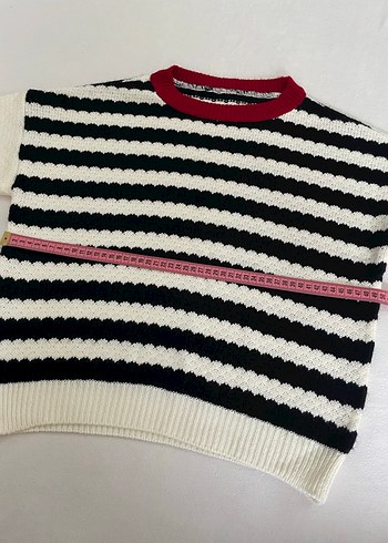 Kadın Çizgili Örgü Triko Kazak - Görsel 3