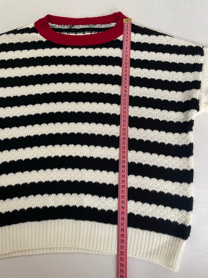 Kadın Çizgili Örgü Triko Kazak - Görsel 2