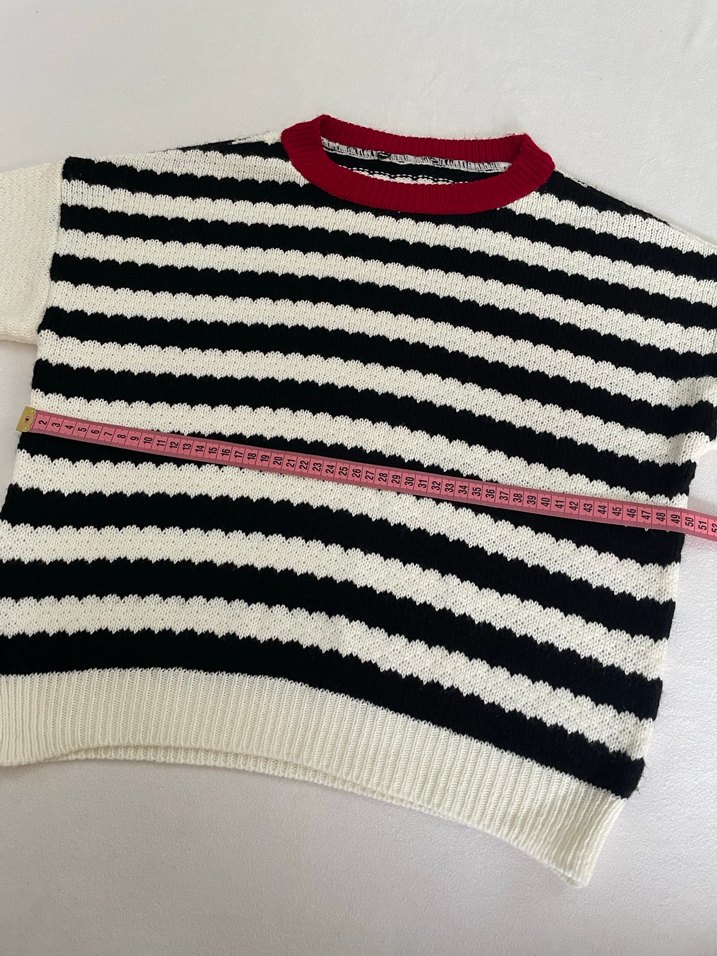 Kadın Çizgili Örgü Triko Kazak - Görsel 3