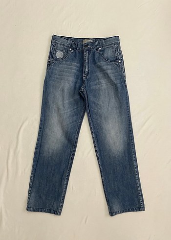 işleme detaylı vintage jeans - Görsel 3