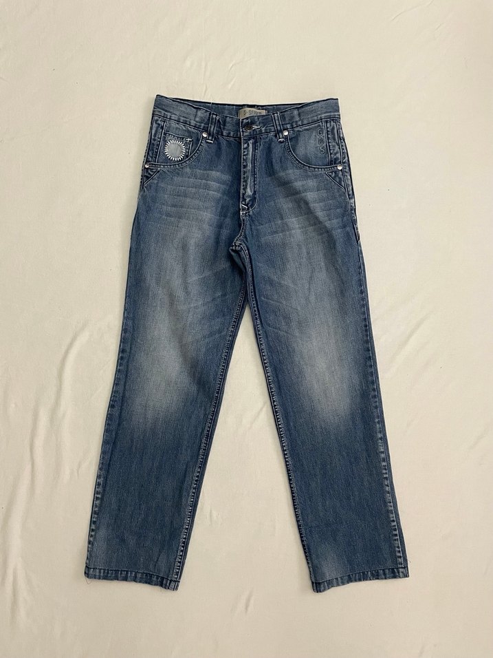 işleme detaylı vintage jeans - Görsel 3