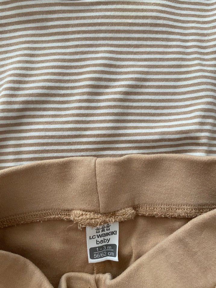 Bej Kısa Kollu Bebek Takımı - Görsel 2