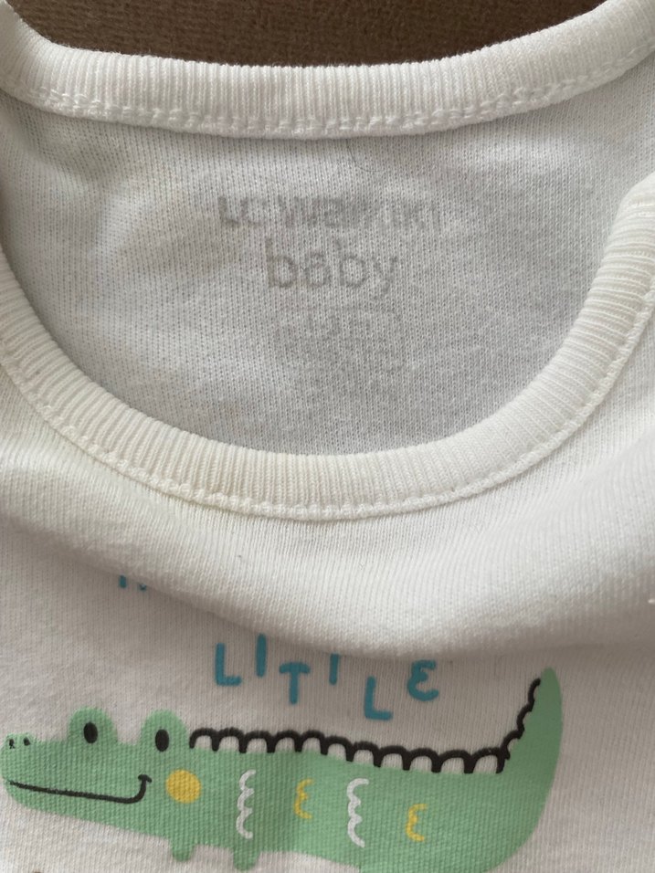 Beyaz Pamuklu Timsah Baskılı Bebek Body - Görsel 2