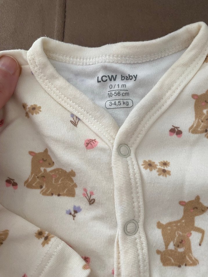 Bej Düğmeli Bebek Kız Hastane Tulumu - Görsel 2