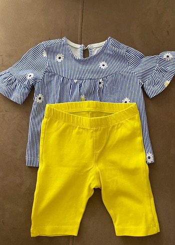 Sarı Renkli Kısa Kollu Kız Bebek Takımı - Görsel 2