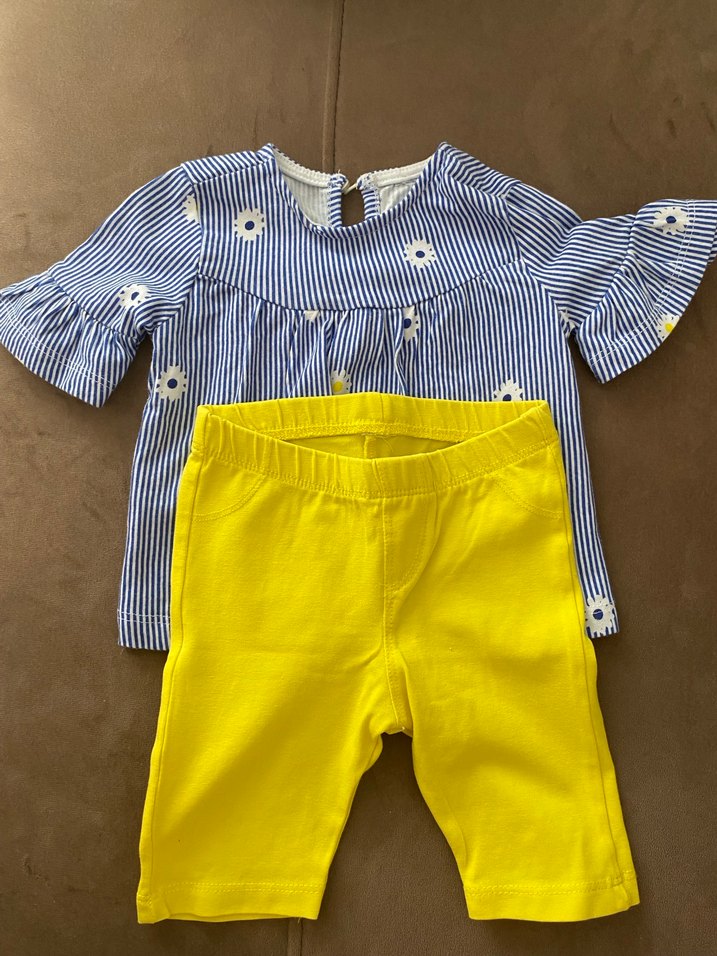 Sarı Renkli Kısa Kollu Kız Bebek Takımı - Görsel 2