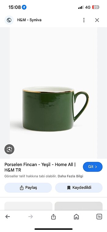 H&M Home Porselen Fincan