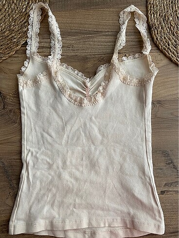 xs Beden sarı Renk Bershka Butteryellow Dantelli Crop Atlet