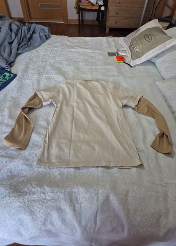 Bej Baskılı Uzun Kollu Erkek Çocuk Tişörtü - Görsel 4