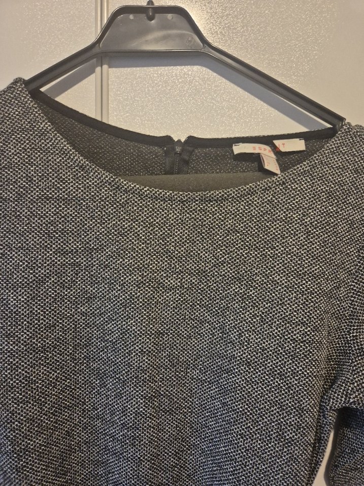 Gri Midi Elbise, Kemerli, Uzun Kollu - Görsel 3