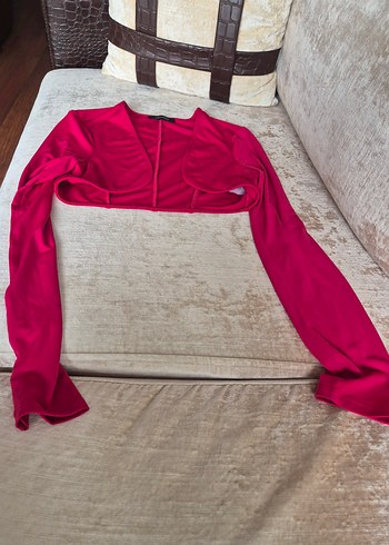 Kadın Crop Kesim Pembe Kadın Blazer - Görsel 2