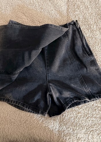 Gri Kot Şort Etek - Görsel 3